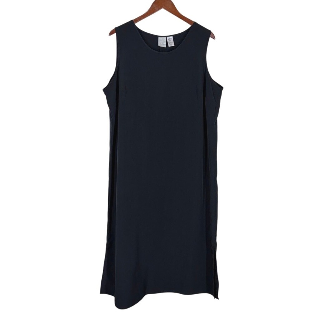 Roaman's Women Sleeveless Midi Dress 20W Black Shift Classic Minimalist Career